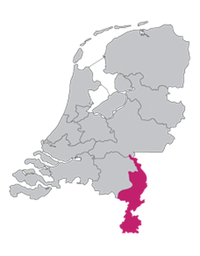 Kaart van Nederland met werkgebied van Rechtbank Midden-Nederland