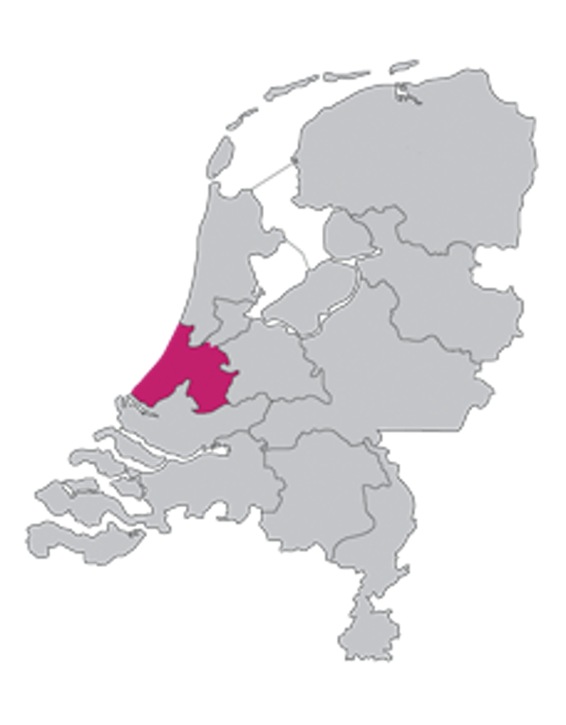Kaart van Nederland met werkgebied van Rechtbank Den Haag